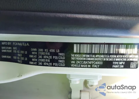 2015 Jeep Renegade Sport из США, поврежденный, VIN ZACCJBAT4FPC40833